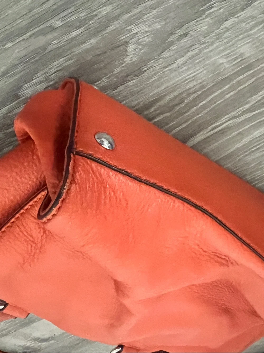 Michael Kors Hamilton East West Large Orange Pebbled Leather Satchel